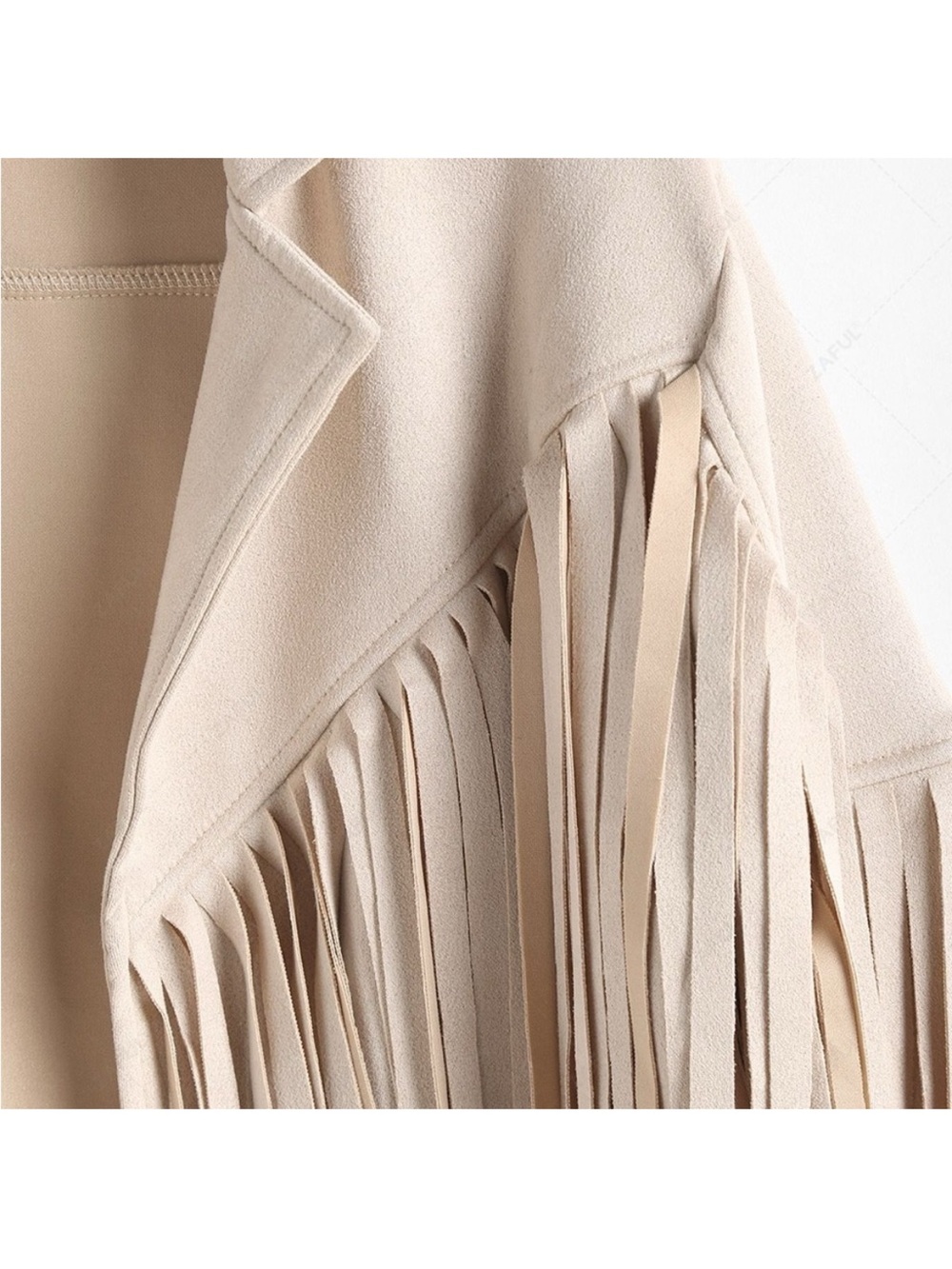 Fringed Cream Suede Jacket women cardigan blazer boho - Picture 4 of 5